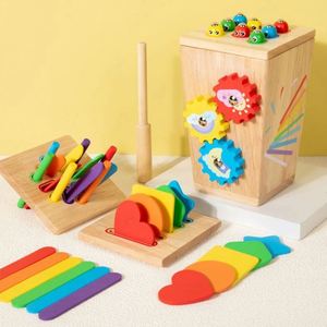 Juguete Montessori para Niños y Niñas, Juego Sensorial Divertido, Actividades de Aprendizaje Preescolar, Juego 4 en 1 de Clasificación de Colores de Madera - Product Image 1