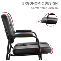 Chaise de bureau ergonomique en similicuir avec accoudoir en cuir PU Chaise d'invité de bureau au design moderne pour la maison et la salle d'attente