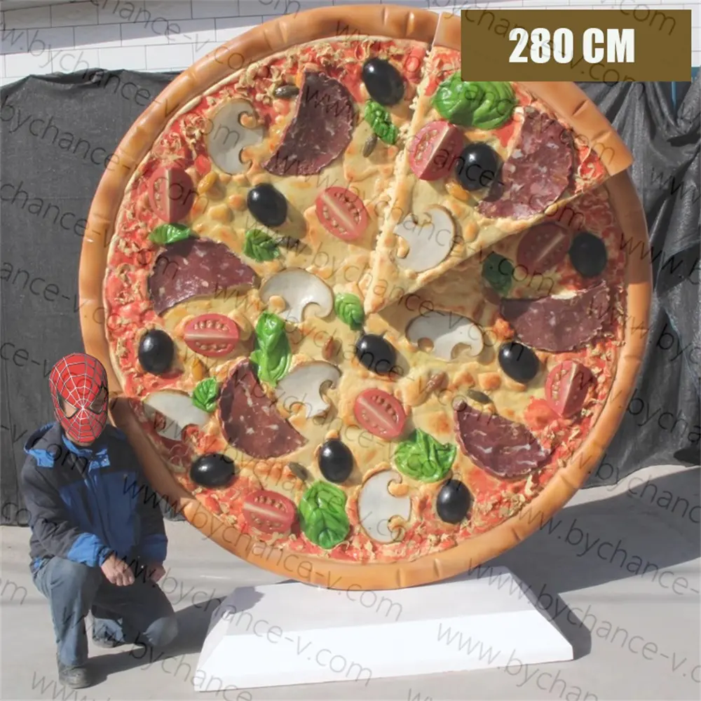 Attrayant restaurant porte d'entrée design de vente au détail merchandising visuel 3D modèle de pizza géante artisanat d'art personnalisé pour la décoration moderne