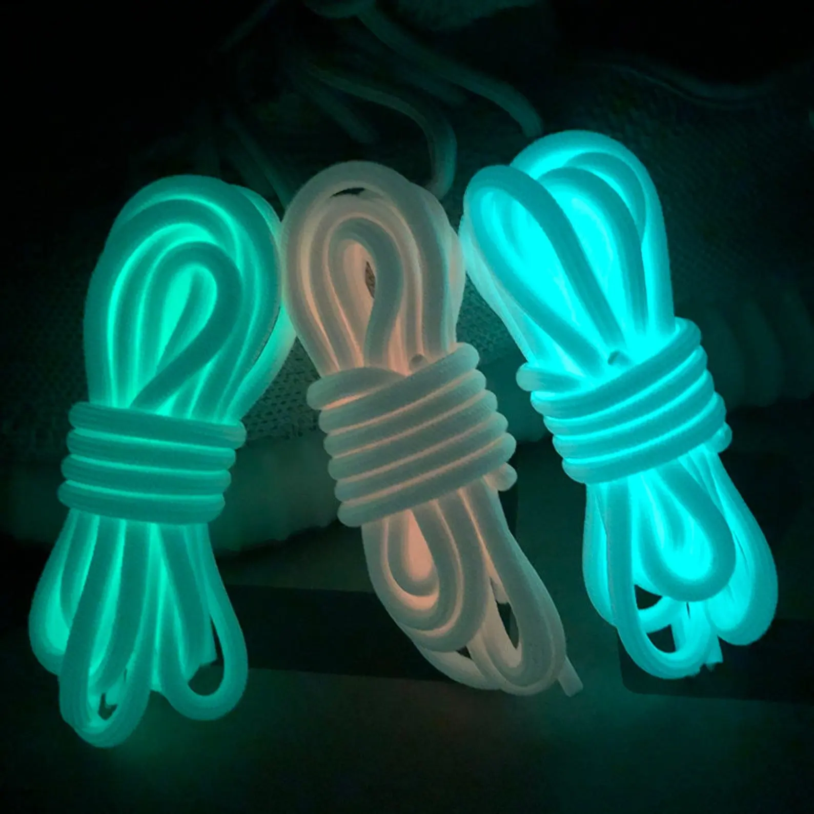 Custom colorful fashion lacet fluorescent luminous glow in the dark shoe laces luminous shoelaces