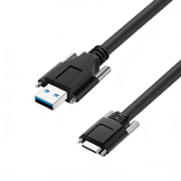 Kabel USB 3.0 Machine Vision Tipe A ke Micro B dengan Pengunci Sekrup Ganda, Kabel USB Kamera Industri Tembaga Terlilit Fleksibel