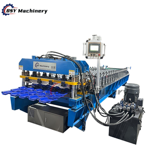 Tự động tráng men Roof tile làm Roll <span class=keywords><strong>Forming</strong></span> <span class=keywords><strong>Machine</strong></span> với PLC kiểm soát thủy lực decoiler động cơ & bơm thành phần cốt lõi - Product Image 1