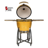 SEB KAMADO / STEEL BBQ Klarstein Kamado mit Oberlüftung, Seitentisch, Holzkohlegrillrost, Grillplatte, Ständer und Thermometer