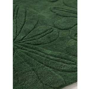 Alfombra Moderna de Lana Tejida a Mano con Diseño Floral Botánico, Juego de Alfombras Contemporáneas - Product Image 3