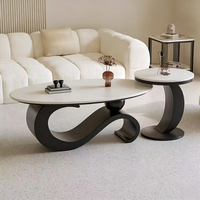 Nouvelle table basse ovale moderne en pierre frittée avec tiroirs, ensemble de tables d'appoint de luxe pour petits appartements et salons