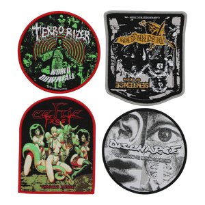 Parche de mochila con apliques cosidos tejidos personalizados, <span class=keywords><strong>Death</strong></span> Doom Sludge Stoner, tela de música gótica, Material principal para chaqueta de sombrero - Product Image 1