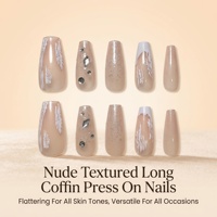Vente en gros de faux ongles de haute qualité avec colle, 10 pièces, logo personnalisé pour les mariées et les demoiselles d'honneur