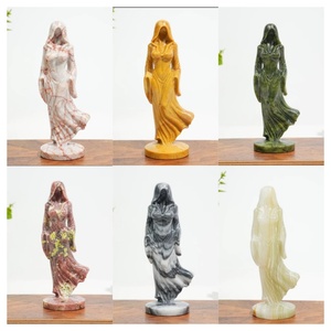 Artisanat en cristal naturel, figurine de sorcière en jade Xiuyan, sculpture en pierre précieuse, pierre de guérison, statue de déesse en opalite pour la décoration et le Feng Shui - Product Image 2