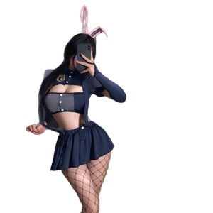 Sexy bunny police officer uniform, innocent bunny girl, qqny short skirt, flirtatious nightgown set - Product Image 1