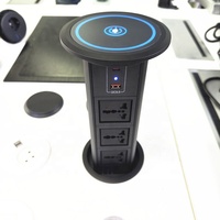 Prise universelle encastrée en alliage d'aluminium 10A, multiprise sans fil dissimulée avec USB Type C, 3 prises, pour cuisine, type Pop Socket