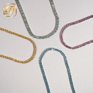 สร้อยคอเทนนิสทรงกลมประดับมอสซาไนต์เงินแท้ S925 สร้อยข้อมือเทนนิสเพชร เครื่องประดับฮิปฮอปสุดหรู ของขวัญสำหรับผู้ชายและผู้หญิง - Product Image 4