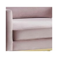 Fauteuil Chesterfield en velours rose poudré, design moderne, structure en acier inoxydable, détails capitonnés pour salon et chambre à coucher, BSCI