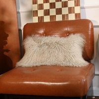 Échantillon de coussin décoratif en peau de mouton du Tibet à poils longs, blanc rose, en fourrure de mouton de Mongolie, housse de coussin, taie d'oreiller, vente en gros