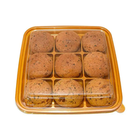 Récipients à gâteaux jetables dorés avec couvercles transparents Boîtes d'emballage Boîte à emporter avec 9 petites grilles pour dessert au cacao chaud