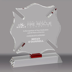 Trofeo de Cruz Maltesa de cristal personalizado con grabado gratuito, regalo de negocios, trofeo de cristal decorado - Product Image 1