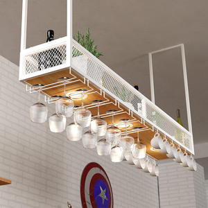 Estante de vino de hierro extensible de estilo americano, armario colgante montado en la pared para hotel, restaurante, habitaciones privadas, diseño moderno 20-29 - Product Image 4