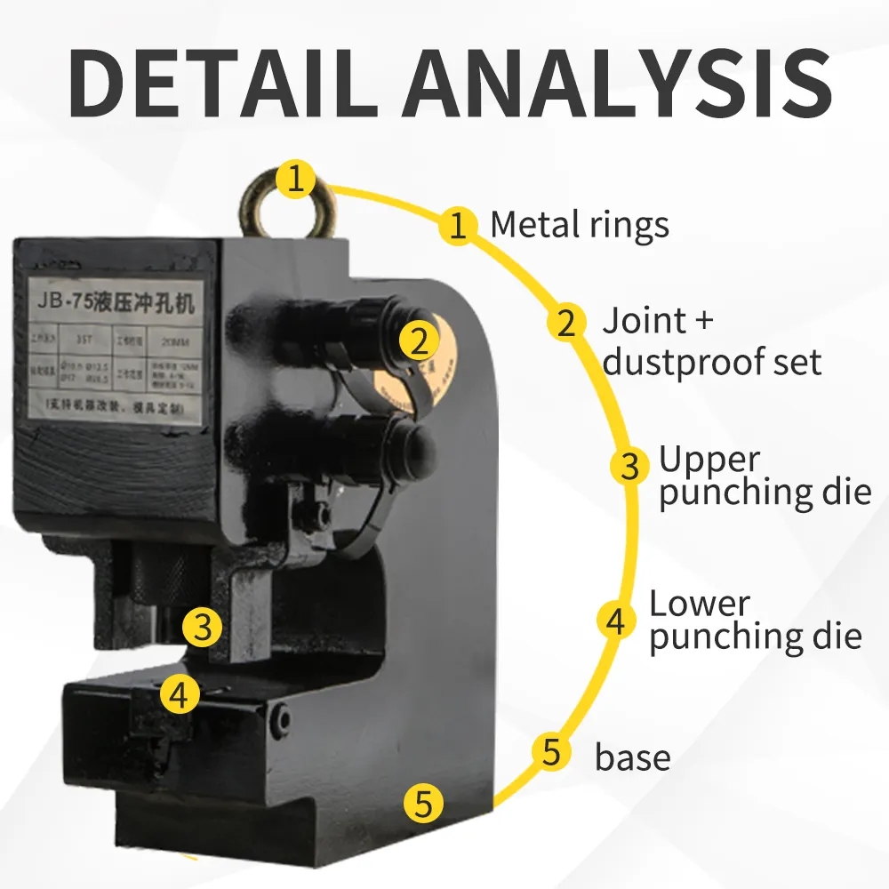 Ch-80 Pembuat Lubang Hidrolik Elektrik/JB-80 Mesin Press Pembuat Lubang Hidrolik untuk Pelat Baja Logam, Merek Jeteco Tools