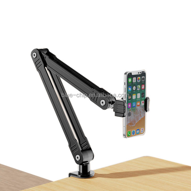 2025 Smart 360 Degree Rotating Phone Holder Metal Cantilever Foldable Arm Adjustable Stand Mobile Desktop Lazy Portable Bed Desk