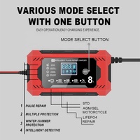 Chargeur de batterie de voiture et de moto 12V 8A affichage numérique Intelligent chargeur de batterie au plomb entièrement automatique UK US AU EU