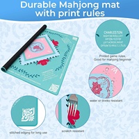 Tapis de jeu de Mahjong américain 31,5 x 31,5 pouces avec règles imprimées, surface de jeu en caoutchouc antidérapante et insonorisante, avec sac de transport