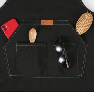 Baking Cooking <b>Waitress</b> Black <b>Apron</b> Custom Logo Multi Pocket Cafe BBQ <b>Aprons</b> Waterproof Adjustable Kitchen <b>Apron</b> - Product Image 3