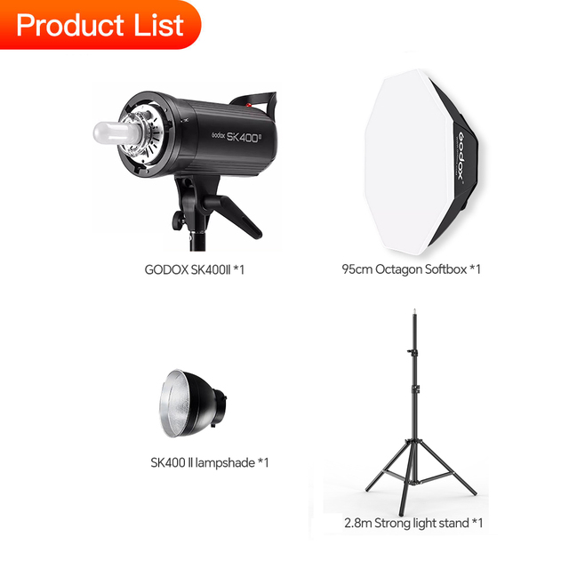 Godox SK400II Studio Flash Kit 400Ws Bowens Mount Strobe Lighting Set for Camera Photo Video Shooting