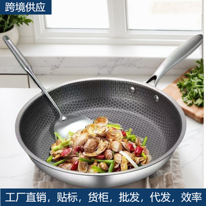 Poêle à frire en acier inoxydable, nid d'abeille, antiadhésive, ronde, 12 pouces, ustensile de cuisine pour usage intérieur - Product Image 3