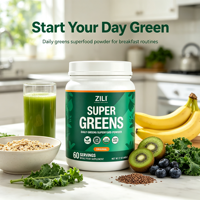 Poudre de Super Aliments Verts à Marque Blanche avec Spiruline, Chlorelle et Probiotiques, GMP, pour l'Immunité et l'Énergie Quotidiennes, OEM/ODM, MOQ Flexible