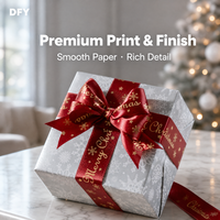Papier d'emballage de Noël personnalisé, impression numérique brillante, feuilles de papier cadeau lisses avec ruban, vente en gros