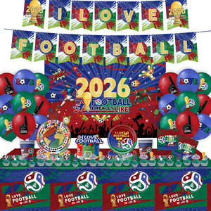 Ensemble de fournitures pour fête sur le thème du football avec assiettes en papier, gobelets, nappe, bannière pour décorations d'anniversaire, kit de vaisselle sur le thème du football - Product Image 1