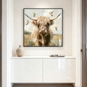 Scottish Highland gia súc hiện đại trang trí nhà động vật bò Áp phích in tranh Tường Vải nghệ thuật hình ảnh - Product Image 2