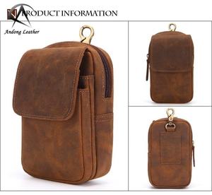 Sac banane pour homme en cuir de vache véritable de l'usine d'Andong, en cuir Crazy Horse, style rétro, pour affaires et activités de plein air - Product Image 3