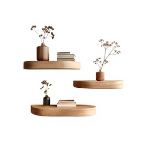 Wood Double Tier Floating <b>Wall</b> <b>Shelves</b> Modern <b>Wall</b> <b>Mounted</b> Storage Rack Minimalist Display <b>Shelf</b> for Home Entryway Living Room - Product Image 2