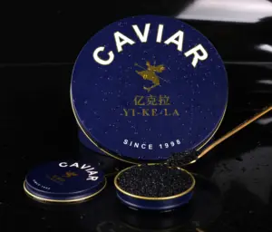 Kaleng logam mewah dapat disesuaikan warna kapasitas berbeda untuk distributor kaviar pertanian kaviar grosir Untuk restoran Michelin