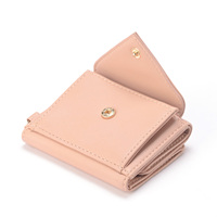 Dompet Mini Lipat Tiga Kulit PU dengan Kancing Tekan, Banyak Kantong Kartu, Dompet Koin Kecil untuk Wanita, OEM/ODM Logo Kustom