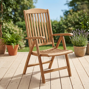 Chaise de salle à manger d'extérieur inclinable en teck massif, moderne, durable, avec pieds coniques, mobilier d'entreprise de haute qualité pour jardin et parc - Product Image 2
