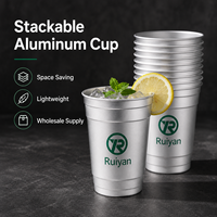 Gobelet en aluminium réutilisable, léger, en métal, avec logo personnalisé pour la bière, les sodas, les jus et les boissons froides