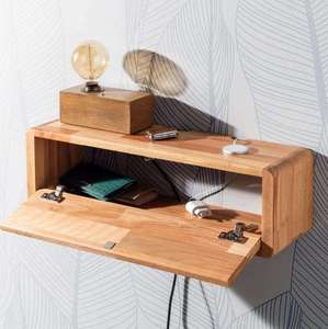 Ripiano in legno a un solo livello montato a parete con tecnica intagliata scatola galleggiante di stoccaggio e cavo Organizer per soggiorno o armadio - Product Image 2