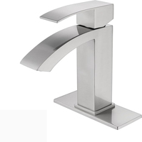 Robinet de lavabo populaire moderne monocommande monotrou à poser en acier inoxydable noir chromé avec cartouche céramique pour salle de bain