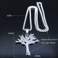 Collier pendentif Arbre de Vie creux en acier inoxydable avec chaîne serpent – Cadeau personnalisé tendance pour accessoires de mode unisexe