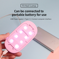 SNRQI F8 Mini lampe à ongles professionnelle LED UV 8W 8 perles pliable en plastique rose Logo personnalisé Portable ongles Salon séchage sèche