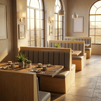Meubles de restaurant commerciaux modernes en gros : Banquettes et tables en bois pour café