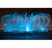 Nouvelle fontaine d'eau flottante 3D pour l'extérieur, style 2025, avec musique et buses dansantes, design gratuit, LED extérieure