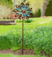 Moulin à vent rectangulaire en fer forgé pour extérieur, finition thermolaquée, style Art Déco, double moulin à vent, résistant aux intempéries, installation facile, jardin