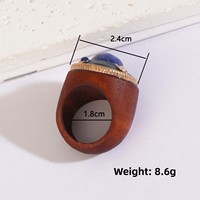 Bague en bois et pierre naturelle pour femme, style bohème, faite à la main, avec pierres précieuses, alliance vintage sculptée en turquoise et agate, cadeau pour elle
