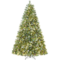 Sapin de Noël artificiel pré-éclairé 2026, 6 pieds, floqué de neige avec des pommes de pin, lumières LED pour la décoration des fêtes