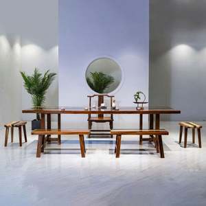 Set di Tavolo <span class=keywords><strong>da</strong></span> Pranzo in Resina Epossidica con Design Marino e 6 Sedie in Legno - Product Image 4