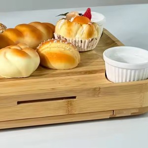 Juego de tabla de quesos de bambú con cubiertos y bandeja, color madera natural, para uso doméstico - Product Image 4