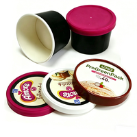 Gobelets à crème glacée écologiques personnalisés avec logo imprimé, jetables, 3oz, 4oz, 5oz, 6oz, 8oz, avec couvercle et cuillère, contenants pour yaourt glacé et gelato