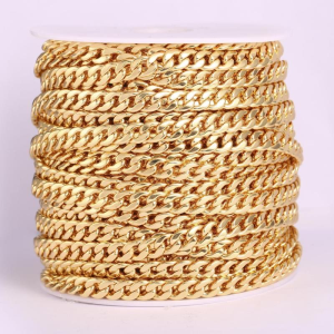 Chaînes en gros pour la fabrication de bijoux DIY, rouleaux de chaînes pour colliers et bracelets, accessoires, chaîne épaisse en laiton plaqué or 14 carats, fournisseur de chaînes cubaines - Product Image 6